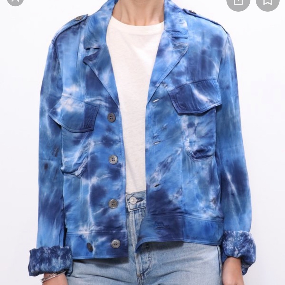 SOLD SOLD SOLD MATTE satin. Cargo jacket. Sea tie dye